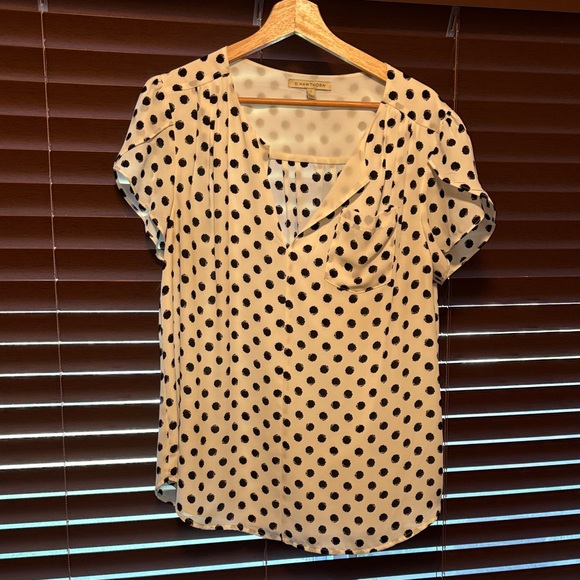 41 Hawthorn Tops - 41 Hawthorn Black and Cream Polka Dot Blouse